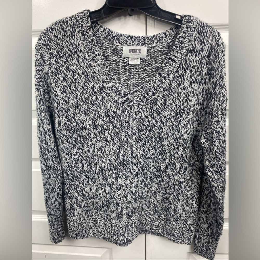 PINK Victoria's Secret Sweater Women’s Chunky Knit V Neck Pullover Sweater Relax